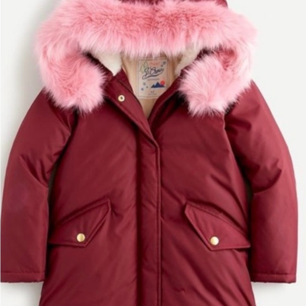 J Crew girls Parka with Pink Fur Trim - excellent condition!